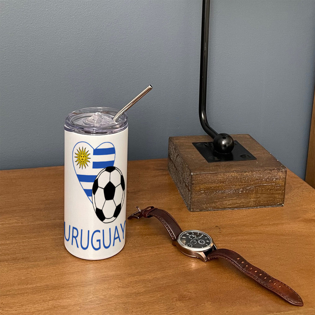 Travel Mug Tumbler Love Soccer Heart Uruguay Style 2 Thermal Coffee Cup